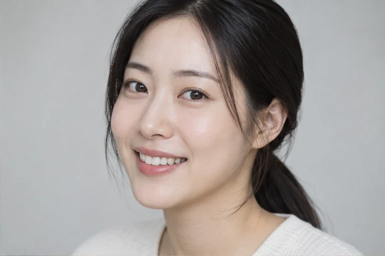 자연스럽게 웃는 한국인 여성의 얼굴